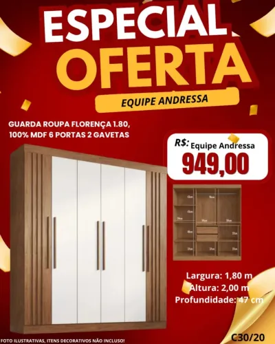 Guarda Roupa Florença- 1.80 m 