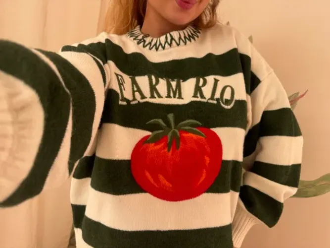 Casaco Farm Rio bordado tomate PP