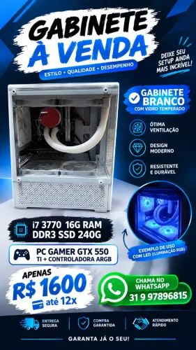 Pc Gamer = i7 3770 Xeon 1230 16G SSD 240 5 Fan Controladora ARGB