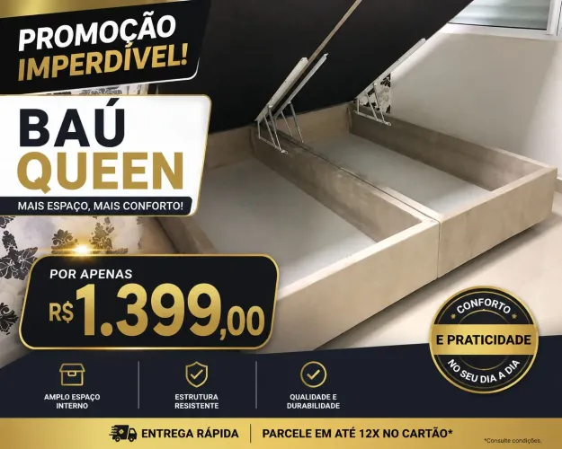 PREÇO DE FÁBRICA. BASE BAÚ QUEEN.