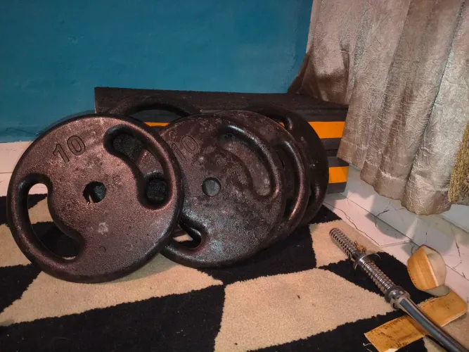 Kit 50kg de anilhas de aço fundido. 5 de 10kg.
