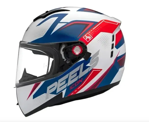 Capacete Peels Icon 23 Element Branco Azul Vermelho Premium