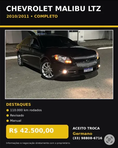 Chevrolet Malibu LTZ 2.4 16V 171cv 4P 2011