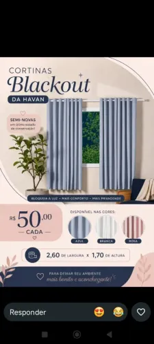 Cortina blackout PVC 2,60 X 1,70 1- Azul 1- Rosa 1- Branca
