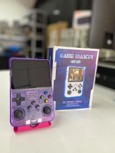Console Portátil R36S Roxo Transparente - Na Caixa (Milhares de Jogos)