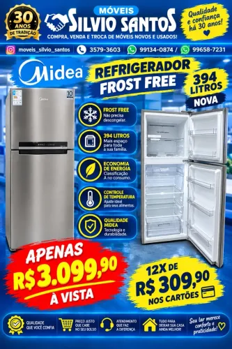 Geladeira inox 397 litros frost free nova com garantia