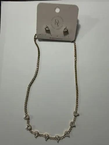 Conjunto riviera gota dourado folheado