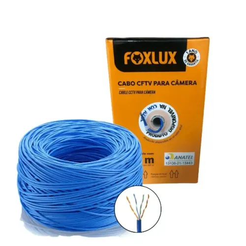 Cabo de Rede para CFTV PoE Foxlux 305 Metros Azul Frete Grátis