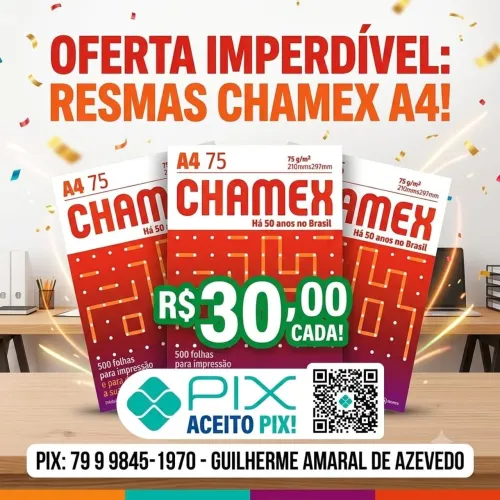 Resma de Papel Sulfite Chamex Office A4 com 500 Folhas