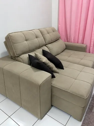 SOFÁ RECLINÁVEL E RETRÁTIL 2 LUGARES BEGE