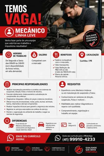 Vaga - Mecânico linha leve - Curitiba -PR