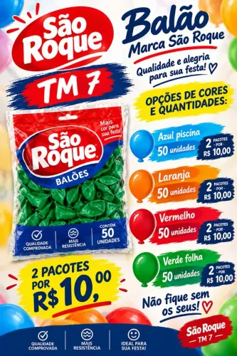 balões de festas possuímos 4 tipos de cores diferentes