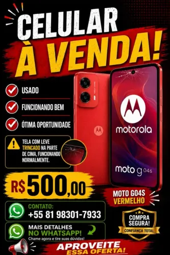 Moto G04s 128GB Vermelho, funcionando perfeitamente, bem conservado, ótimo preço