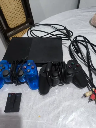 CONSOLE PLAYSTATION 2 COM 2 CONTROLES + JOGOS 64GB