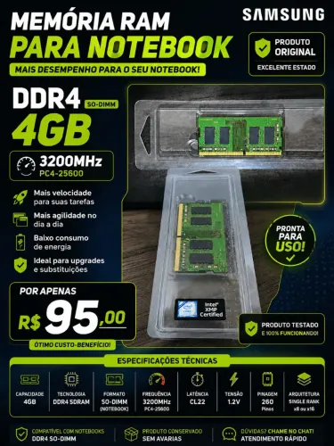 Memória RAM DDR4 para Notebook 4GB 3200MHz - Samsung | SO-DIMM