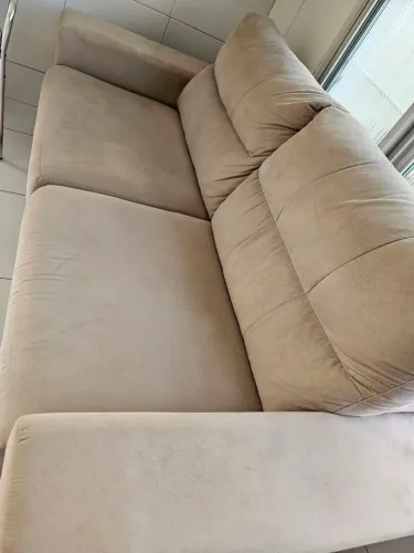 SOFA 3 LUGARES HERVAL SUEDE 196CM BEGE - HERVAL