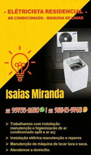 Técnico ar condicionado split máquina de lavar e eletricista residencial