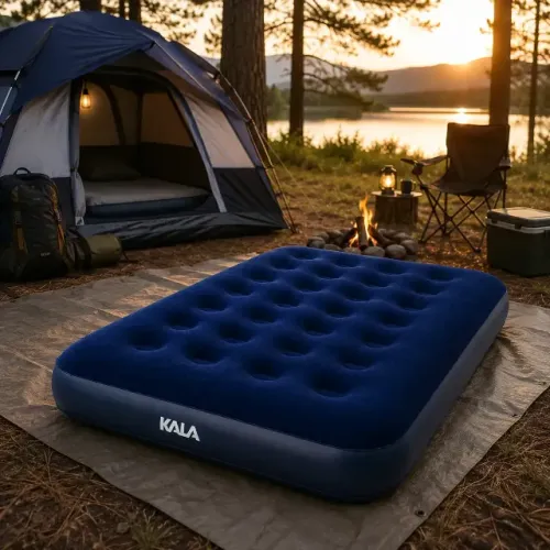 Colchão Inflável Casal 191x137x22 200kgs Azul Camping Visita