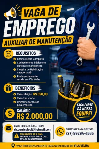 Vaga de Auxiliar de Manutenção