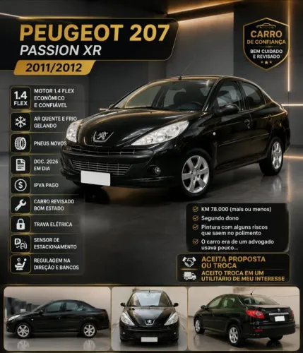 Peugeot 207 Sedan Passion XR 1.4 Flex 8V 4P 2012