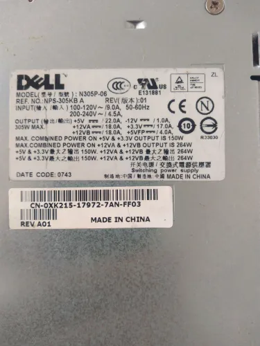 Fonte ATX DELL N305P-06 Dell Optiplex 