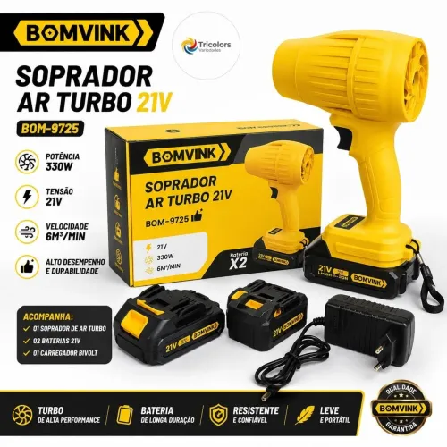 Soprador de Ar Turbo 21V com 2 barerias potencia 330W BOM9725