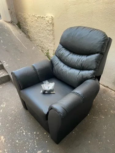 Cadeira Do Papai Reclinável Grande Confortavel Corino Preta