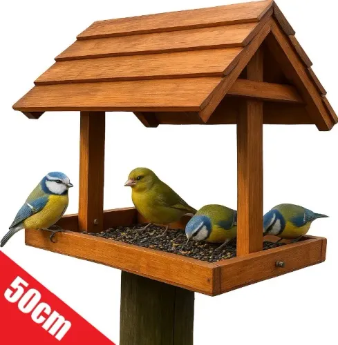 Casinha de Passarinho Para Jardim Comedouro Para Aves Tratador Alimentador Externo Madeira