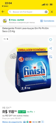 Sabão de lava louça 2,5kg Finish novo