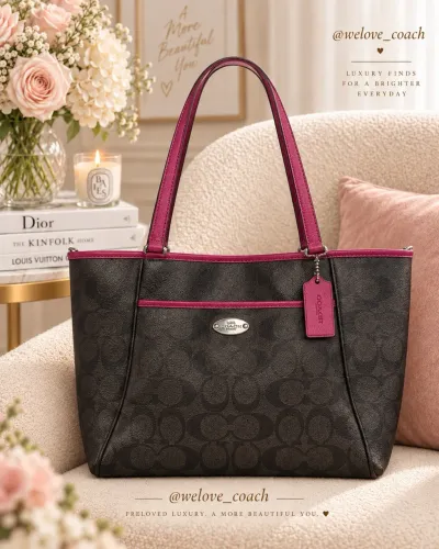 Bolsa Coach Canva com Pink
