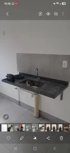 Pia de mármore com cuba inox + tanque para lavanderia