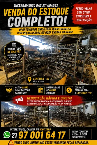 FERRO VELHO COMPLETO A VENDA PEÇAS E ESTOQUE ÓTIMA OPORTUNIDADES