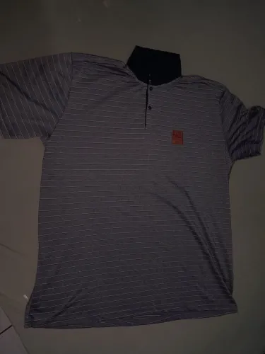 Camiseta gola polo tamanho G3 marca cecatto com listras horizontais tecido 52%poliester 48