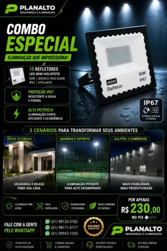 Kit 15 Refletor de led 50W IP67 ALTA POTENCIA; 6500K P/AGUA