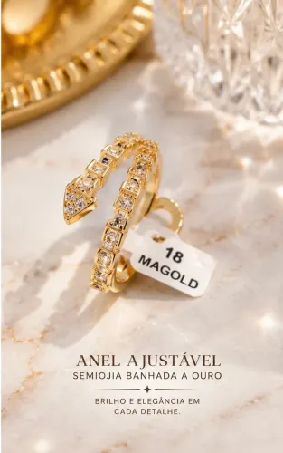 Anel Ajustável Banhado a Ouro | Elegante e Delicado