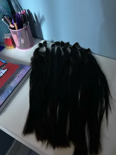 Cabelo humano castanho-escuro, 115g, 30 a 40cm | R$650