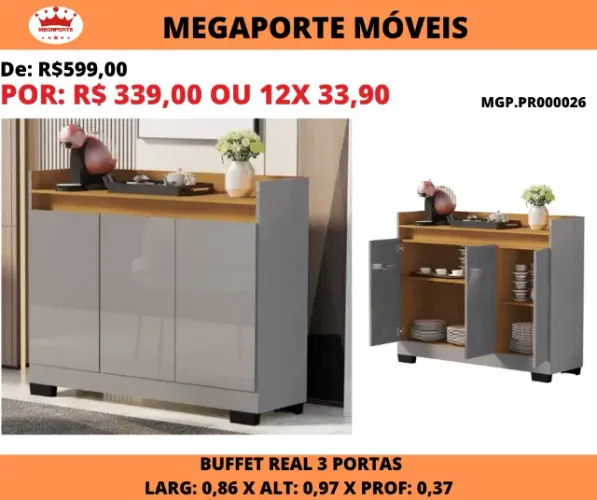 Aparador Buffet Real 3 Portas