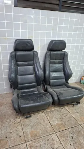 Par Bancos Dianteiros Recaro Couro Cinza