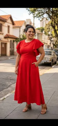 Vestido longo vermelhor festa, culto, comemorações  Gg G1