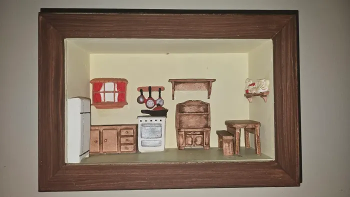 Quadro Diorama Miniatura Cozinha