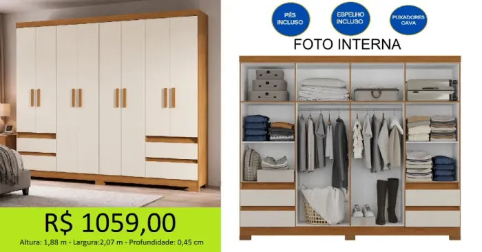 Guarda roupa casal super repartido - temos a pronta entrega