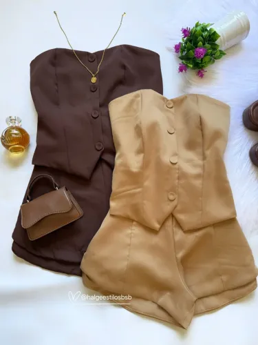 Conjunto social alfaiataria tomara que caia