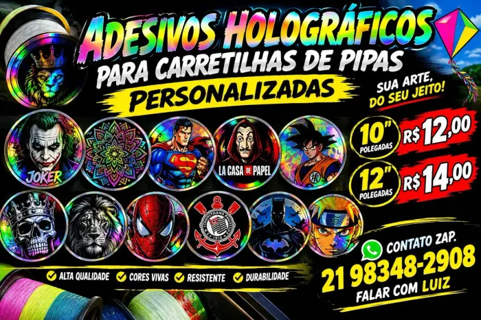 Adesivos holográfico para carretilha de pipa