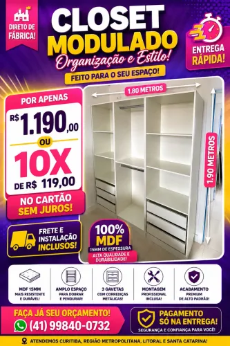 Módulos em MDF para montar seu closet dos sonhos !