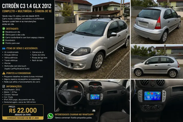 Citroen C3 GLX 1.4/ GLX Sonora 1.4 Flex 8V 5P 2012