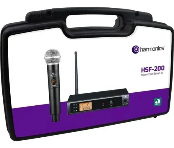 MICROFONE DE MAO SEM FIO SIMPLES UHF HARMONICS HSF-200