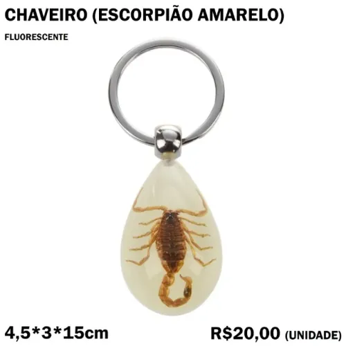 Chaveiro Escorpião Amarelo Fluorescente