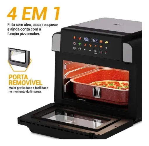 Air Fryer Oven Philco Paf15b 15l Dupla Resistência 1800w