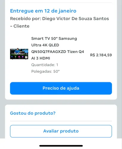 Smart tv Samsung de 50 ultra 4k QLED TIZEN Q4 AI 3 ( apenas 1 mês de uso)