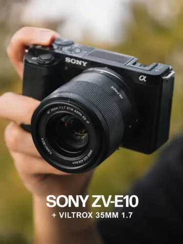 CÂMERA SONY ZVE10 COM LENTE VILTROX 35MM